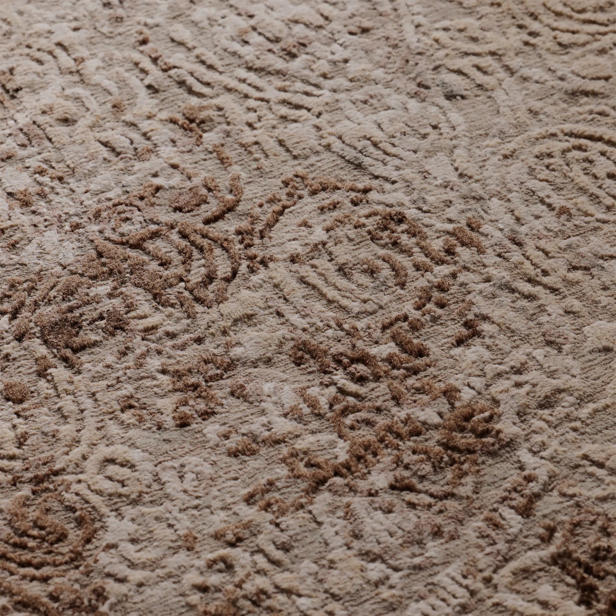 Zealand Hand-Knotted Rug Modern Color Palette and Floral Brocade Pattern Carpet