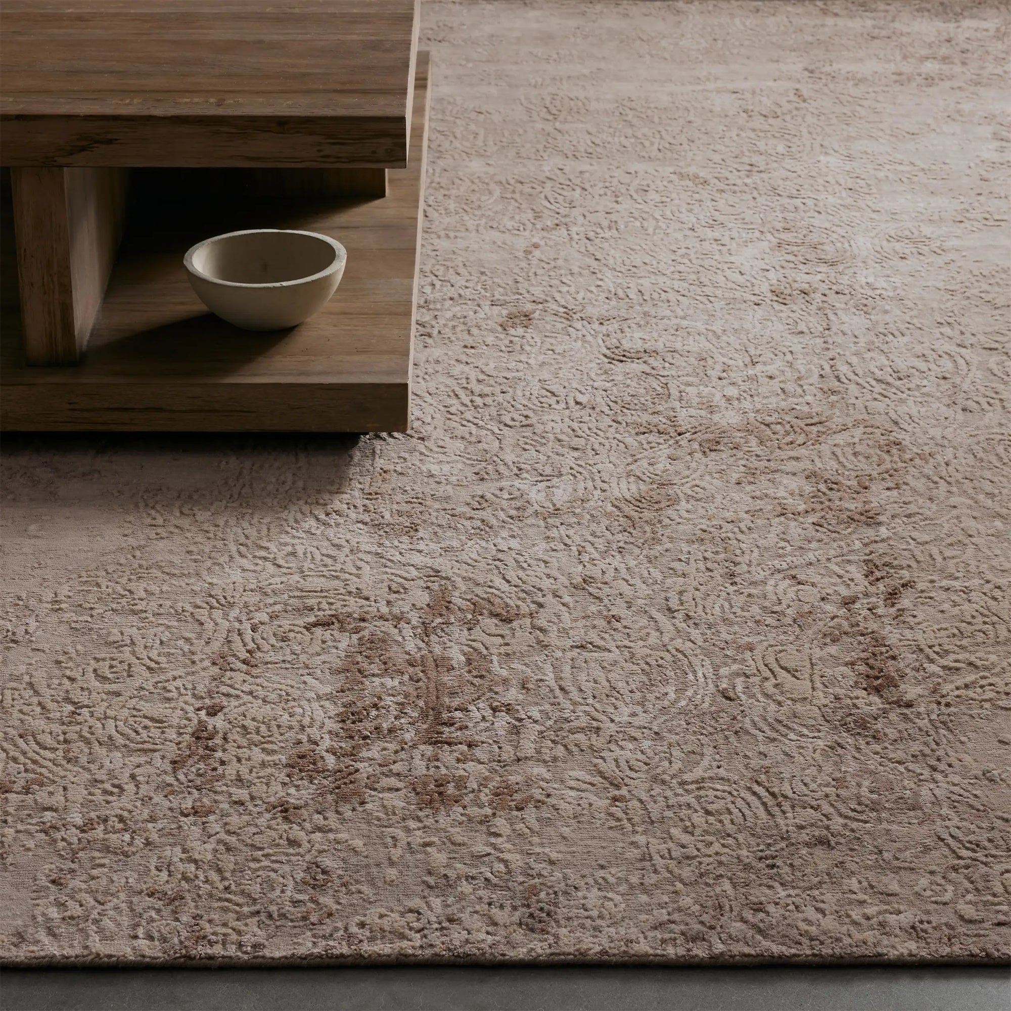 Zealand Hand-Knotted Rug Modern Color Palette and Floral Brocade Pattern Carpet