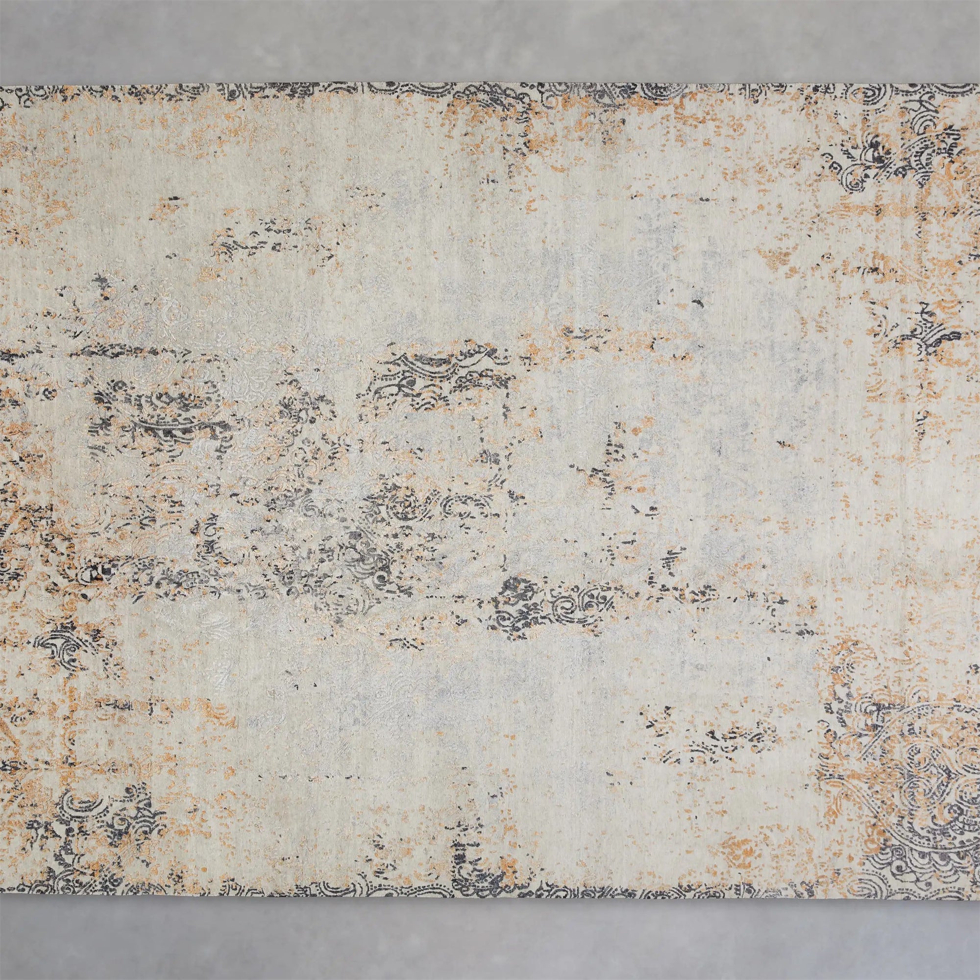 Zealand Hand-Knotted Rug Modern Color Palette and Floral Brocade Pattern Carpet