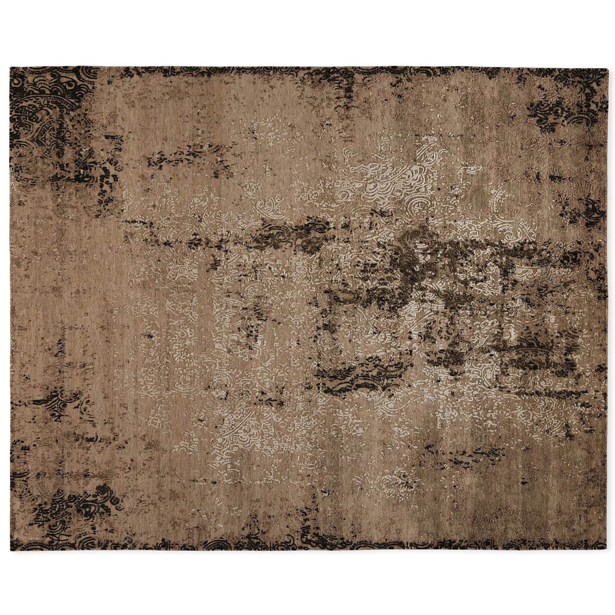 Zealand Hand-Knotted Rug Modern Color Palette and Floral Brocade Pattern Carpet