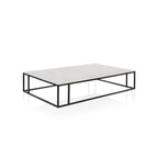 Nomad Rectangular Coffee Table with White Marble Top Steel Base Living Room Center Tea Table