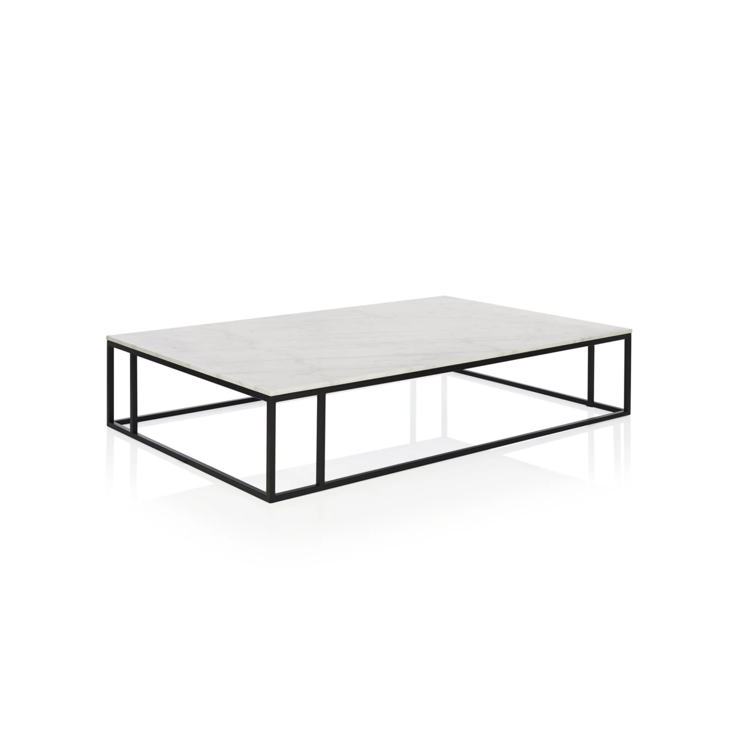 Nomad Rectangular Coffee Table with White Marble Top Steel Base Living Room Center Tea Table