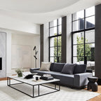 Nomad Rectangular Coffee Table with White Marble Top Steel Base Living Room Center Tea Table