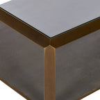 Table basse rectangulaire en verre Max avec fausse incrustation en galuchat