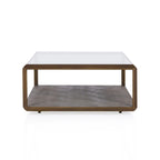 Table basse rectangulaire en verre Max avec fausse incrustation en galuchat