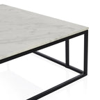 Nomad Rectangular Coffee Table with White Marble Top Steel Base Living Room Center Tea Table