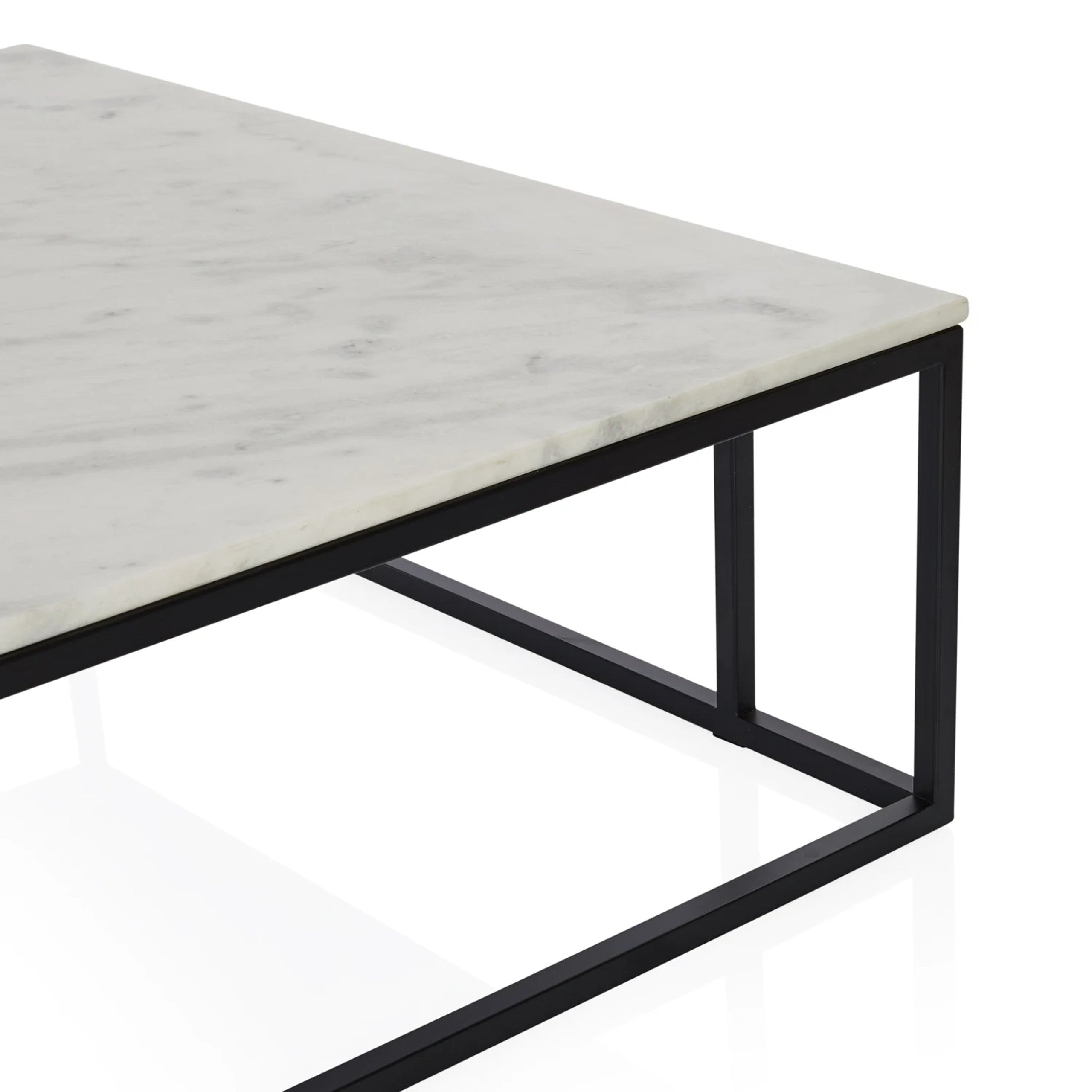 Nomad Rectangular Coffee Table with White Marble Top Steel Base Living Room Center Tea Table