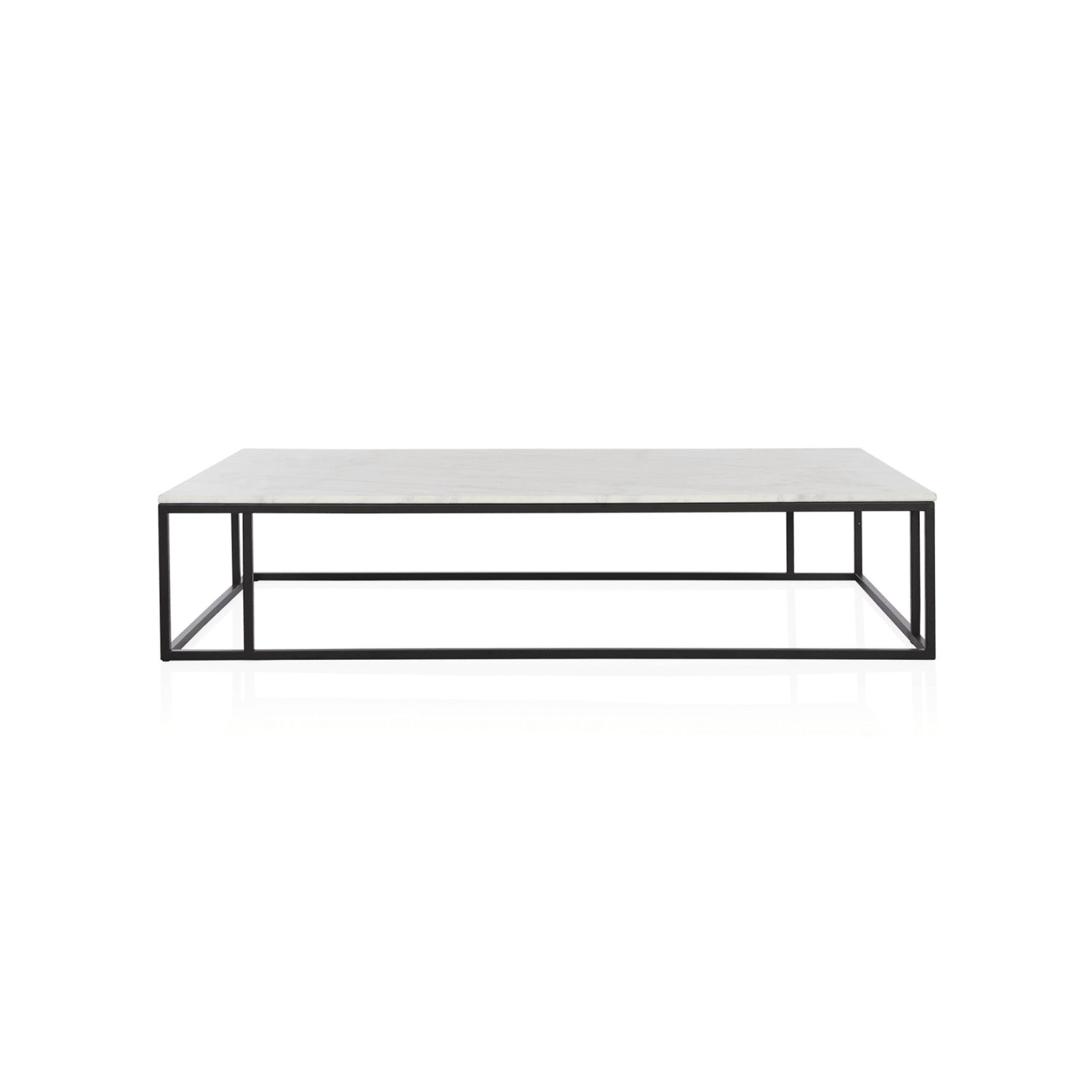 Nomad Rectangular Coffee Table with White Marble Top Steel Base Living Room Center Tea Table