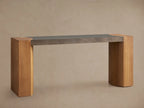 Acacius Steel Wood Console Table with Natural Materials Entryways Entrance Table