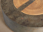 Acacius Round Coffee Table Steel within Wood Table Sofa Industrial Center Tea Table