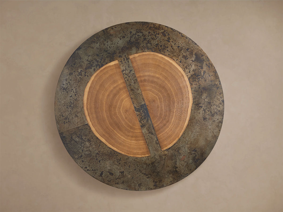 Acacius Round Coffee Table Steel within Wood Table Sofa Industrial Center Tea Table