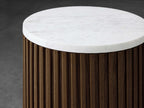 Finnley Stone Marble Top Pedestal End Table Wood Sofa Side Table Entryway Display Stand