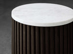 Finnley Stone Marble Top Pedestal End Table Wood Sofa Side Table Entryway Display Stand