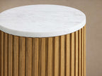 Finnley Stone Marble Top Pedestal End Table Wood Sofa Side Table Entryway Display Stand