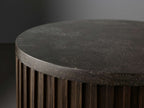 Finnley Stone Marble Top Pedestal End Table Wood Sofa Side Table Entryway Display Stand
