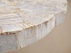Petra Round Dining Table with Petrified Wood/Natural Stone and Iron Base
