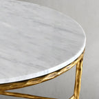 Thaddeus Metal Marble Round Coffee Table Hand-Forged Style O & X Living Sofa Center Tea Table