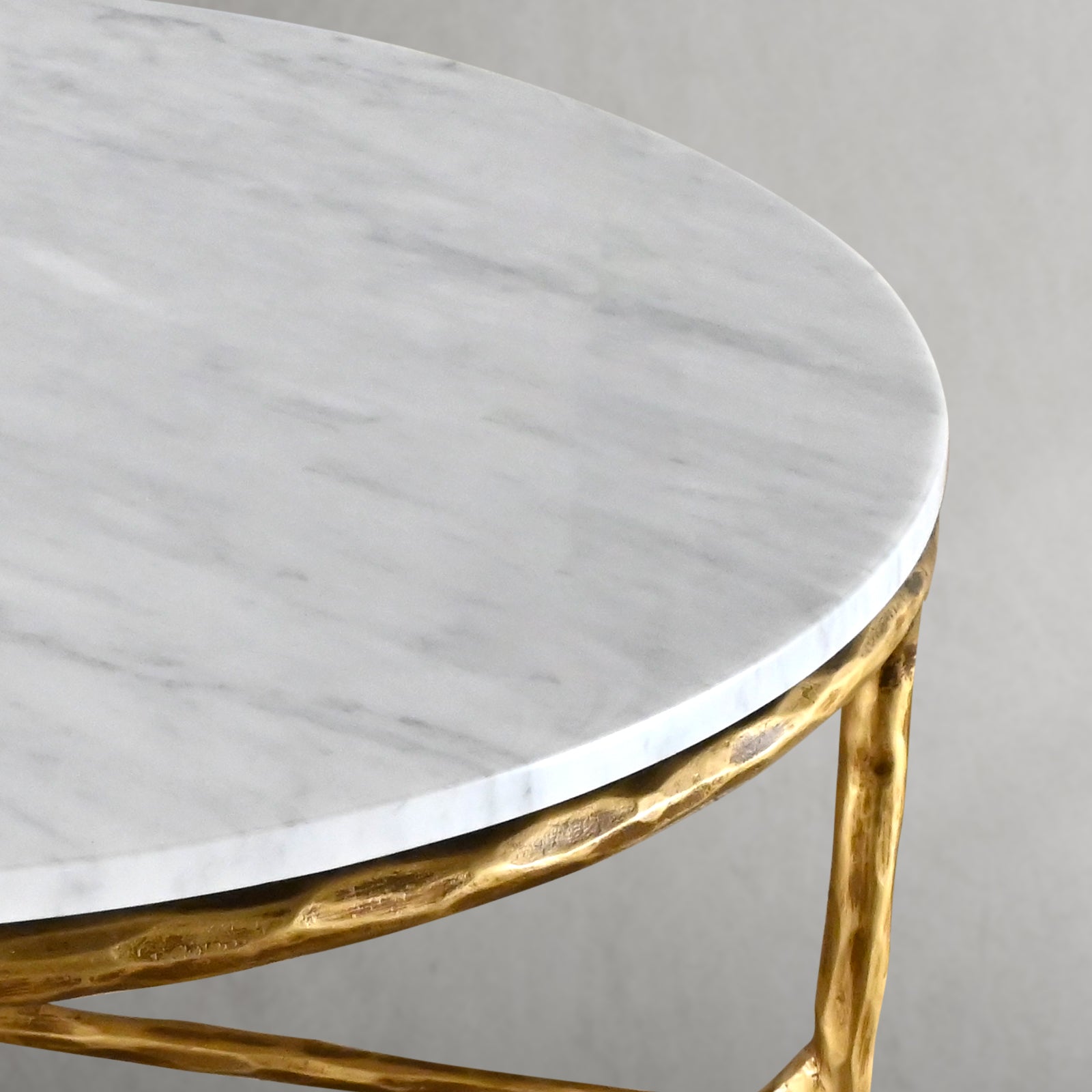 Thaddeus Metal Marble Round Coffee Table Hand-Forged Style O & X Living Sofa Center Tea Table