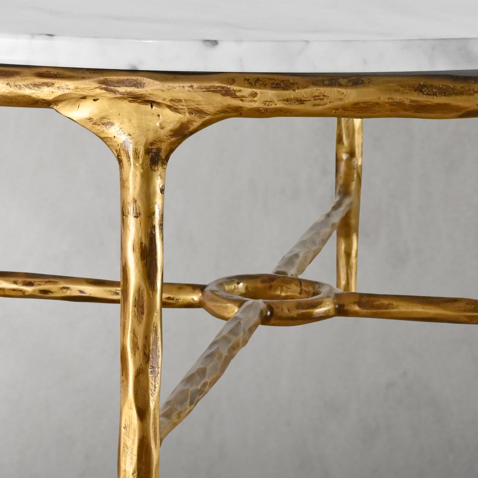 Thaddeus Metal Marble Round Coffee Table Hand-Forged Style O & X Living Sofa Center Tea Table