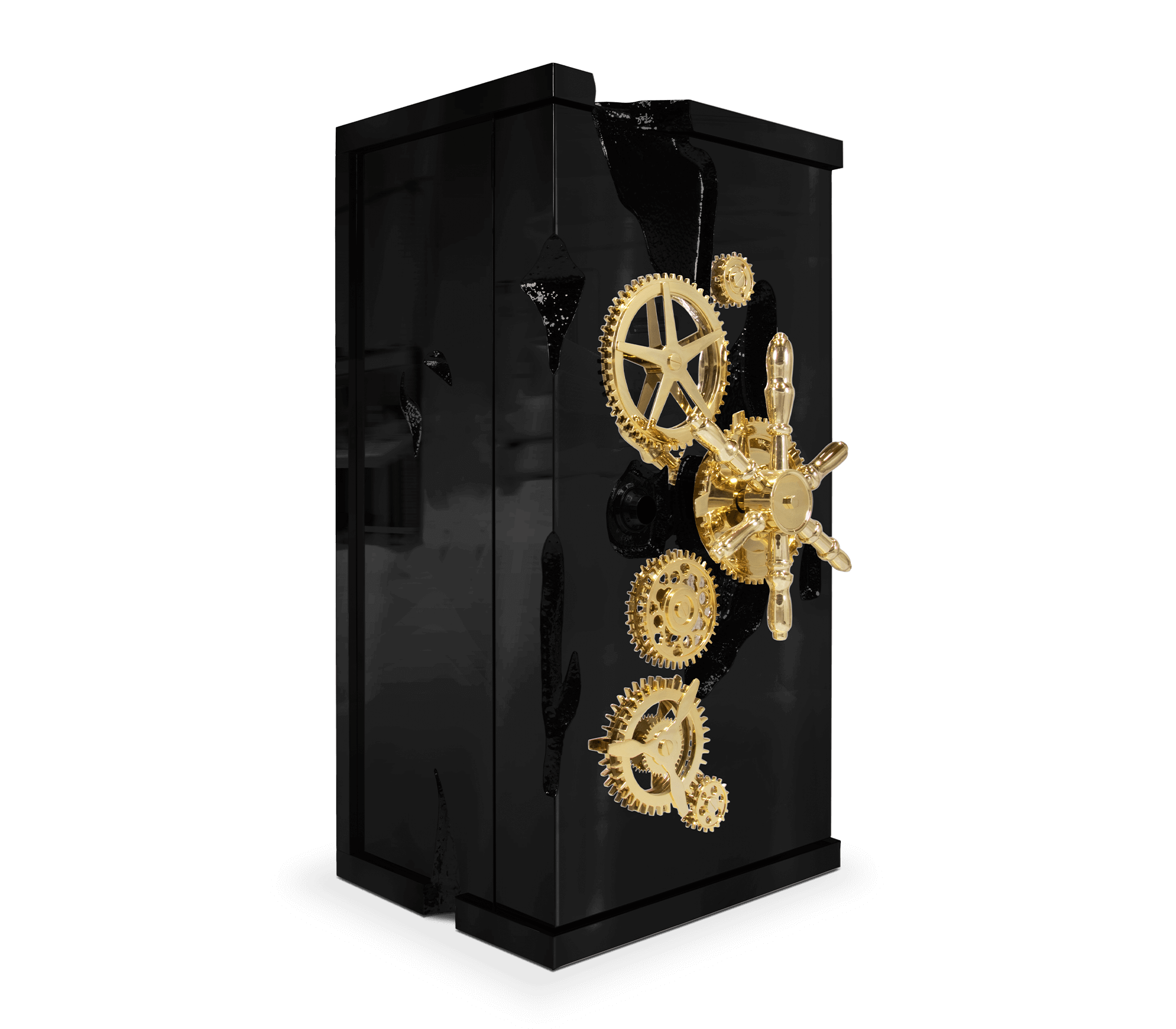 Luxury Collectible Vault Safe with Gold-Plated Finish & Secret Dial Lock System