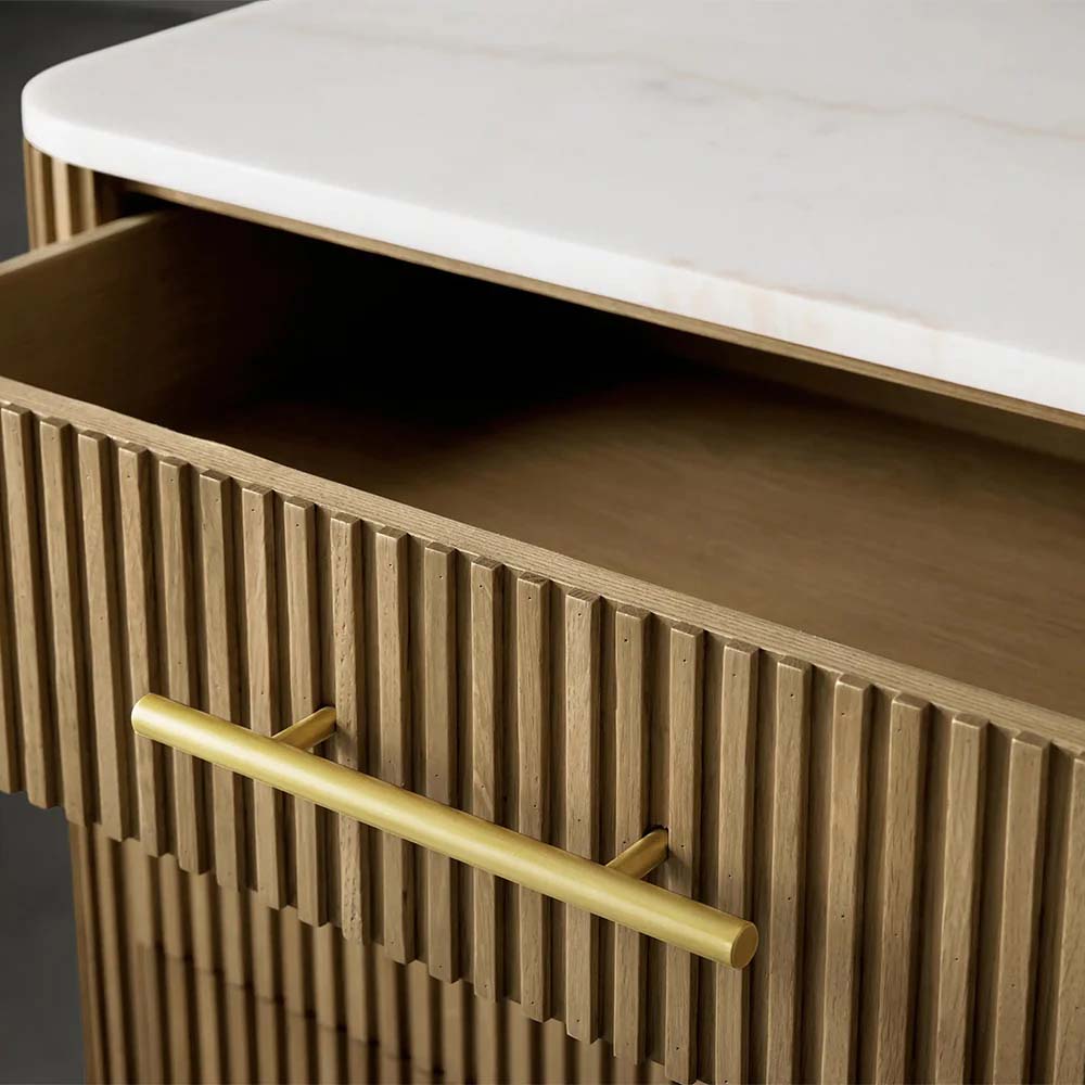 Finnley Wood Eight-Drawer Dresser with Marble or Bluestone Top Rural Chest Of 8-Drawers Cabinet