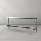 Thaddeus Metal Rectangle Marble Console Table Hand-Forged Entryways Entrance Table