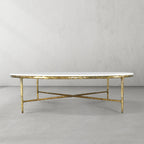 Thaddeus Metal Marble Round Coffee Table Hand-Forged Style O & X Living Sofa Center Tea Table