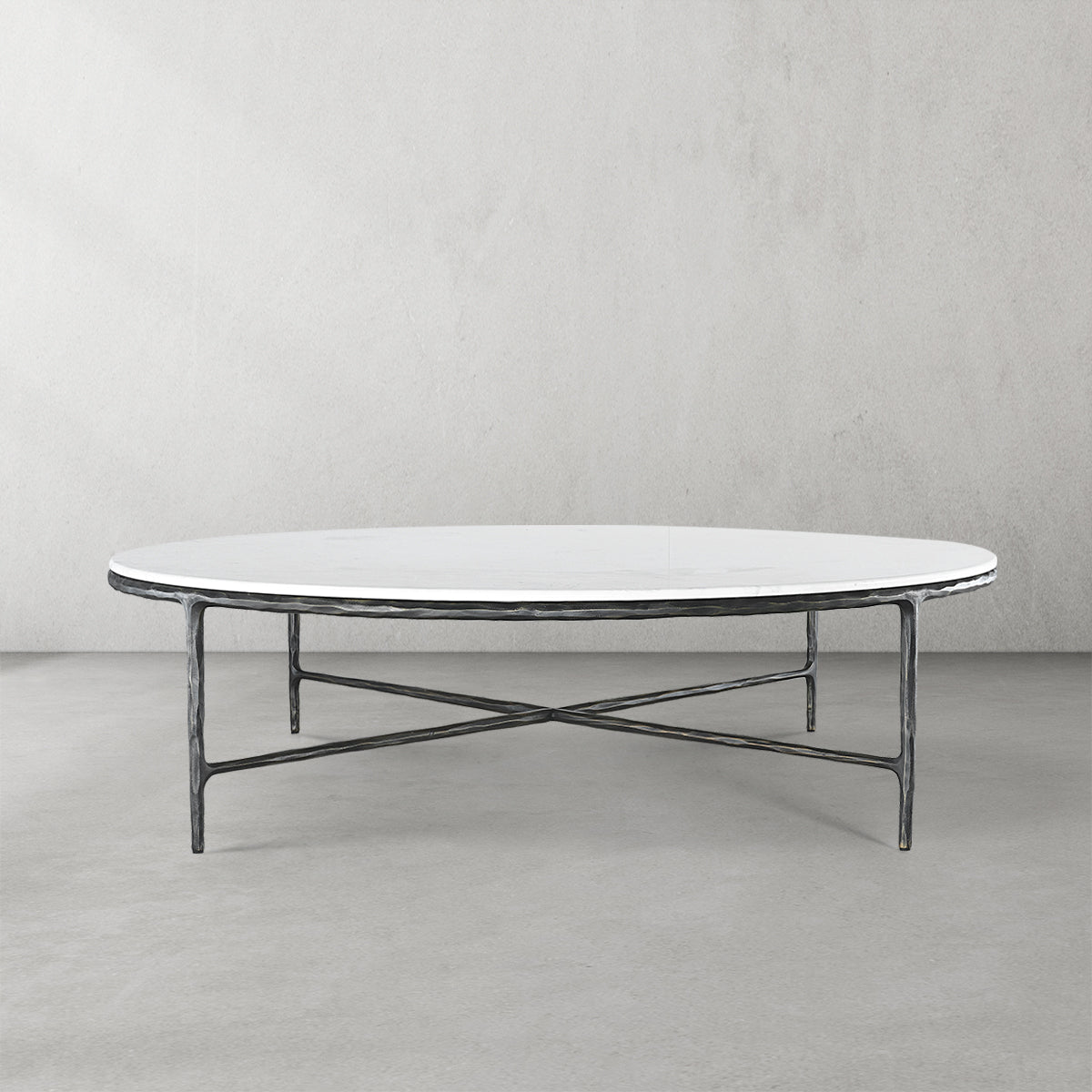 Thaddeus Metal Marble Round Coffee Table Hand-Forged Style O & X Living Sofa Center Tea Table