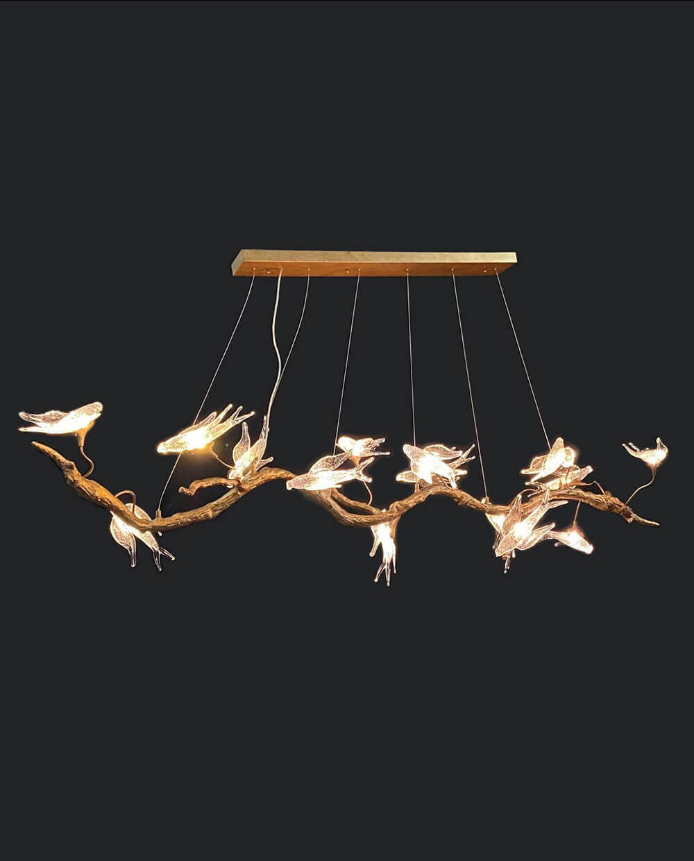 48-72 Inch Linear Chandelier Stylish Glass Bird Chandelier Lighting for Dining Room