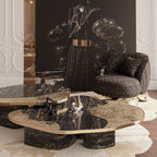 Luxury Sculptural Armchair with Polished Hammered Brass Base & Organic Curved Design