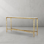 Thaddeus Metal Rectangle Marble Console Table Hand-Forged Entryways Entrance Table