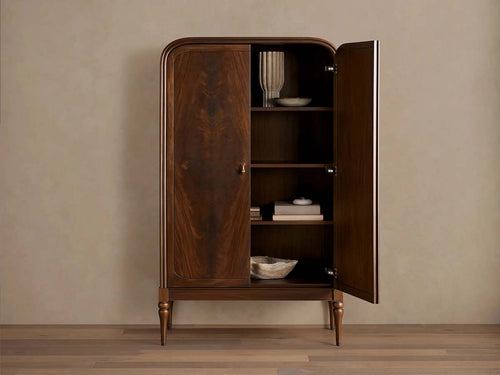 Frances Mahogany Tall Cabinet with Vintage Wood Storage Cabinet