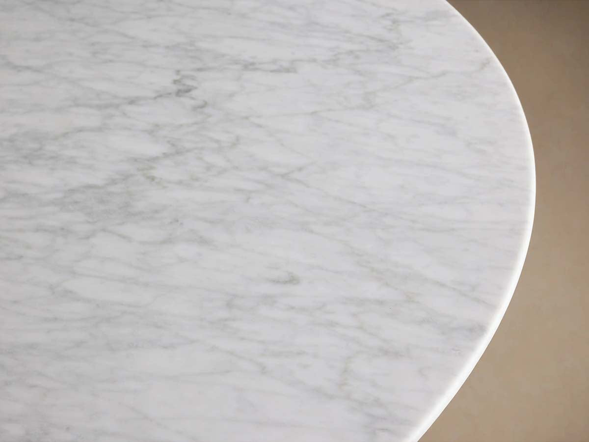 Saint Germain Round Dining Table with Marble Top Wood Dauphine Base
