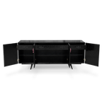 Luxury Black Sideboard Buffet Cabinet with Floral Carved Details & Storage