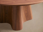 Cortina Wood Round Dining Table Sculptural Wave Base in American Walnut with Romania Style