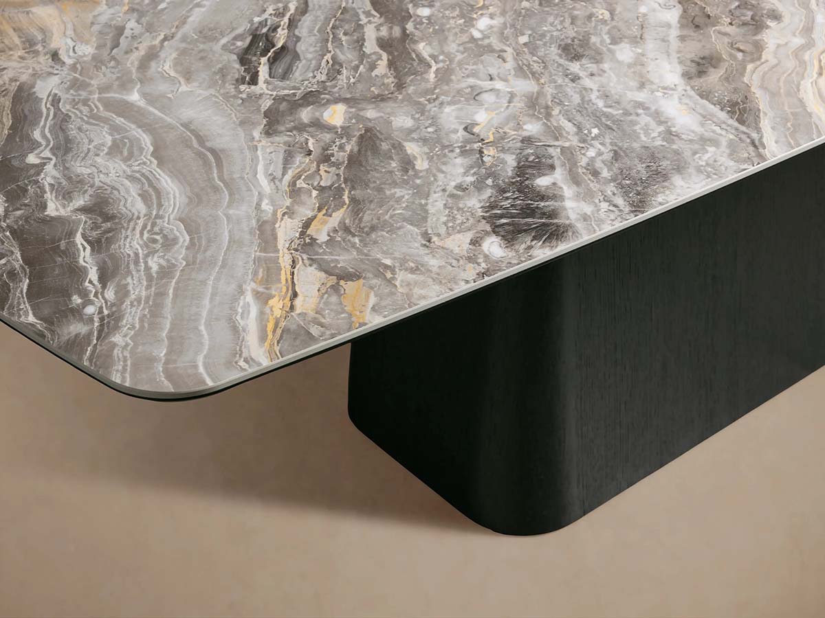 Vincenza Dining Table with Marble Top Solid Wood Toulouse Base