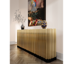 Luxury Brass Sideboard Cabinet with Sculptural Doors & Hidden Storage