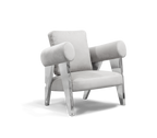 Luxury Sculptural Armchair with Polished Hammered Brass Legs & Curved Upholstery Design
