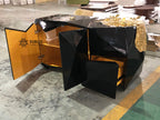 Luxury Diamond-Inspired Sideboard Buffet Cabinet with Black Gold Finish