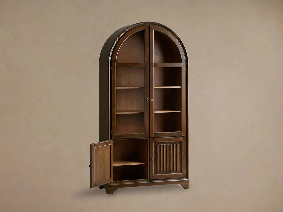 Giotto Glass Doors Tall Display Cabinet Wood Antique Dining Sideboard Antique Bookcase