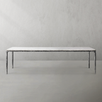 Thaddeus Metal Marble Rectangular Dining Table Hand-Forged Kitchen Table