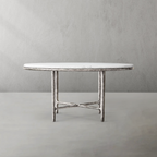 Thaddeus Metal Marble Round Dining Table Hand-Forged Kitchen Table