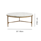 Thaddeus Metal Marble Round Coffee Table 3 Legs Hand-Forged Living Sofa Center Tea Table
