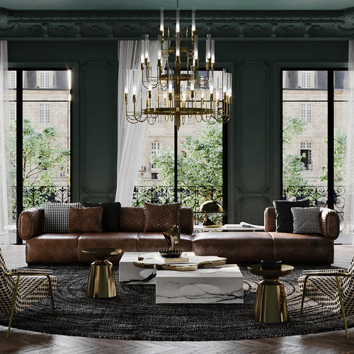 Luxury Sculptural Coffee Table Black & White High-Gloss Marble Finish