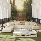 Luxury Carrara Marble Coffee Table with Sculptural Brass Frame & Organic Design