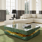 Luxury Carrara Marble Coffee Table with Sculptural Brass Frame & Organic Design