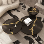 Luxury Gold Coffee Table with Round Glass Top & Sculptural Brass Base