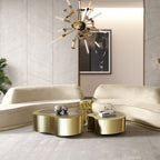 Luxury Hammered Brass Coffee Table with Wave Sculptural Design & Artisan Craftsmanship