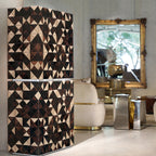 Luxury Walnut Curio Cabinet with Pixel-Inspired Design & Hidden Storage
