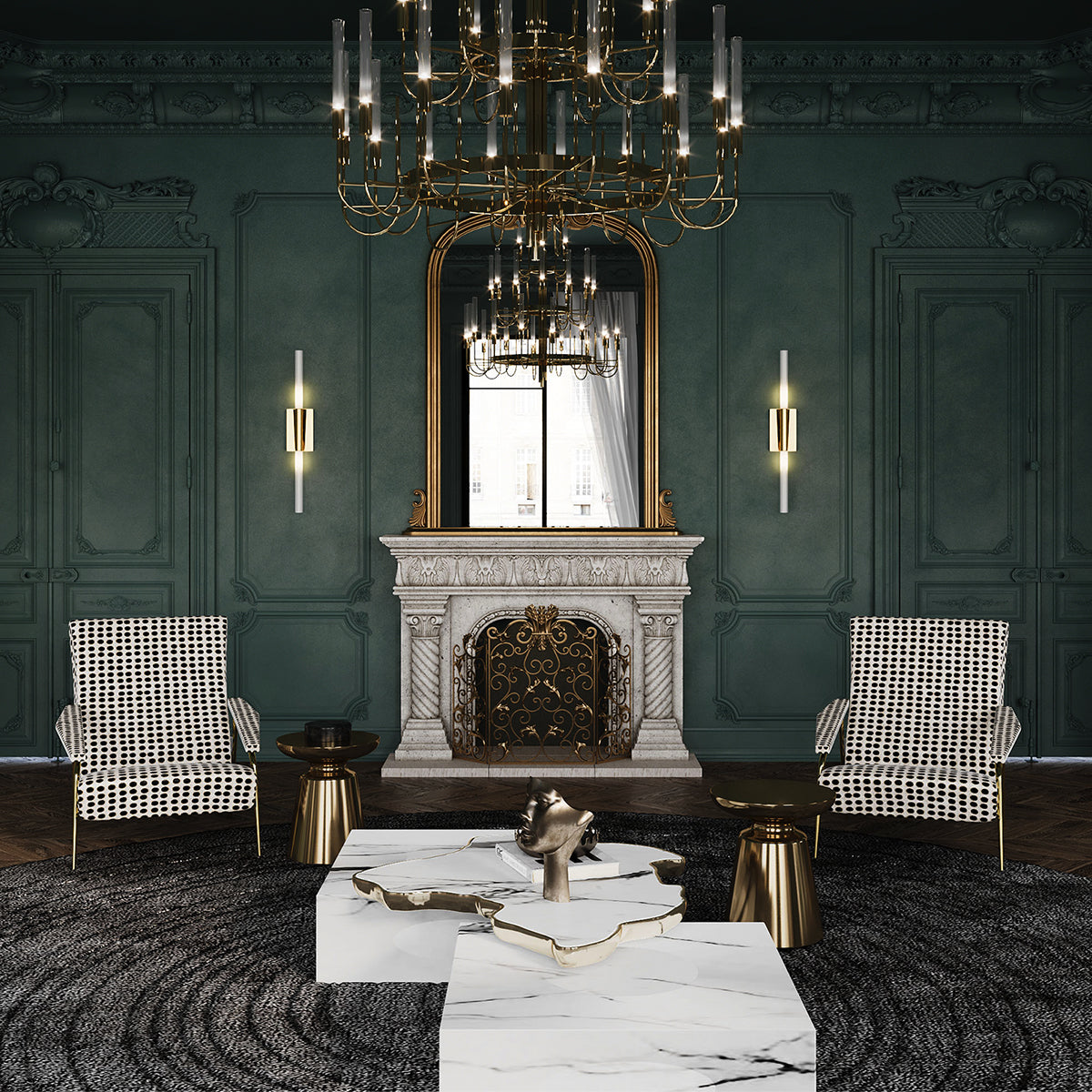 Luxury Black & White Coffee Table with Sculptural Design & High Gloss Finish